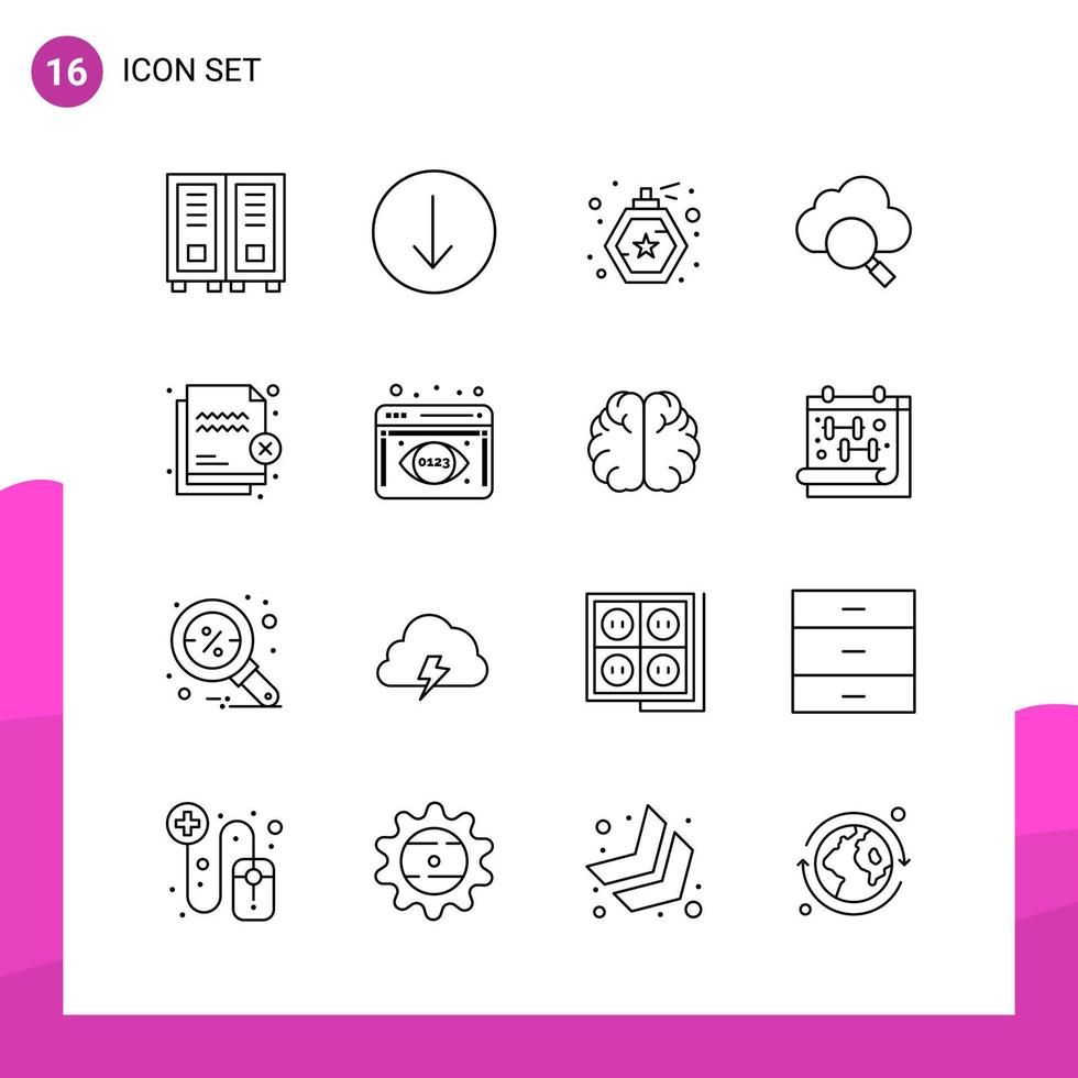 Outline Icon set Pack of 16 Line Icons isolated on White Background for responsive Website Design Print and Mobile Applications vector