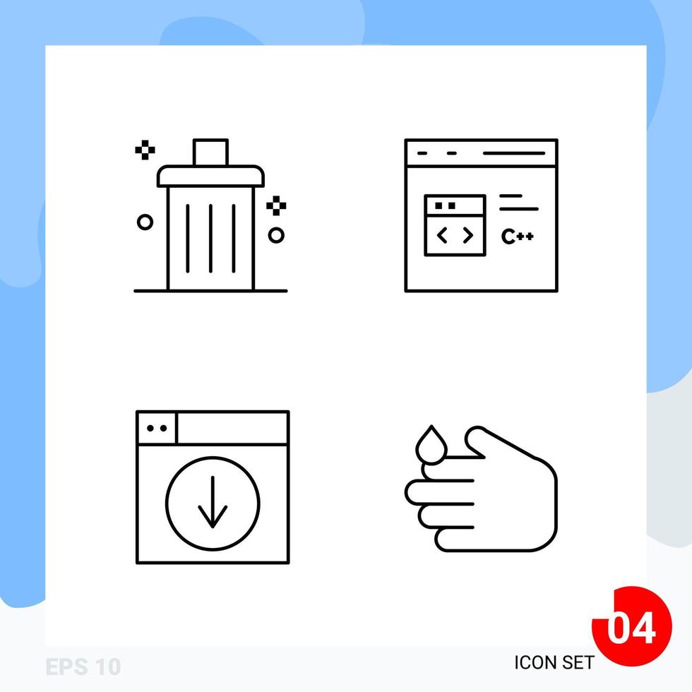 Modern Pack of 4 Icons Line Outline Symbols isolated on White Backgound for Website designing vector