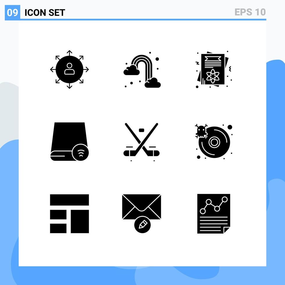 Stock Vector Icon Pack of 9 Line Signs and Symbols for drive computers rainbow invite card day Editable Vector Design Elements