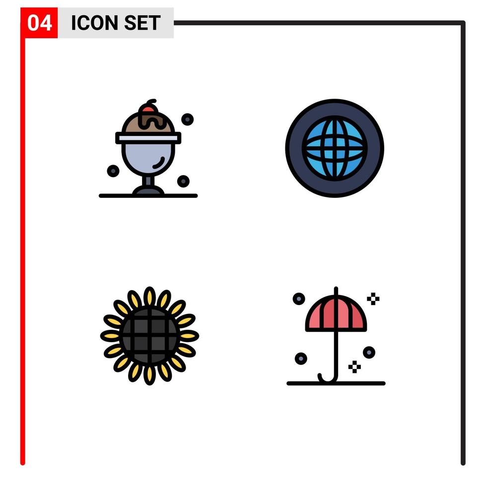 conjunto de 4 iconos modernos de la interfaz de usuario símbolos signos para la cosecha de alimentos dulces elementos de diseño de vectores editables de acción de gracias global