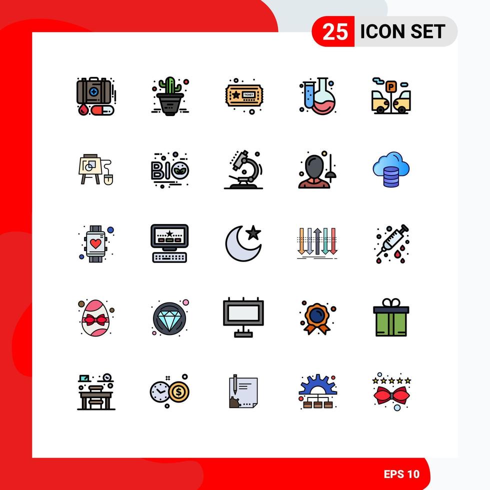 25 User Interface Filled line Flat Color Pack of modern Signs and Symbols of mouse transport hobbies car education Editable Vector Design Elements
