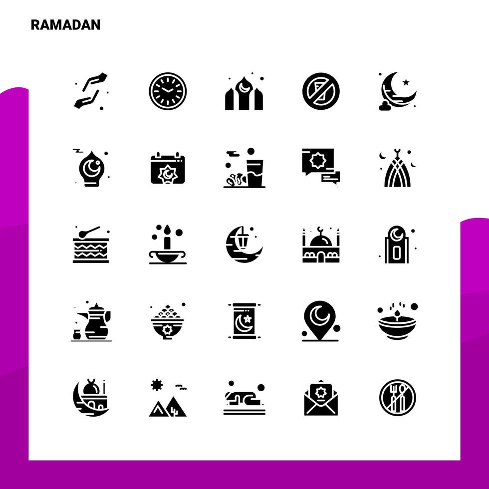 25 conjunto de iconos de ramadán plantilla de ilustración de vector de icono de glifo sólido para ideas web y móviles para empresa comercial