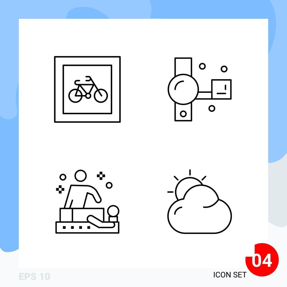 Modern Pack of 4 Icons Line Outline Symbols isolated on White Backgound for Website designing vector
