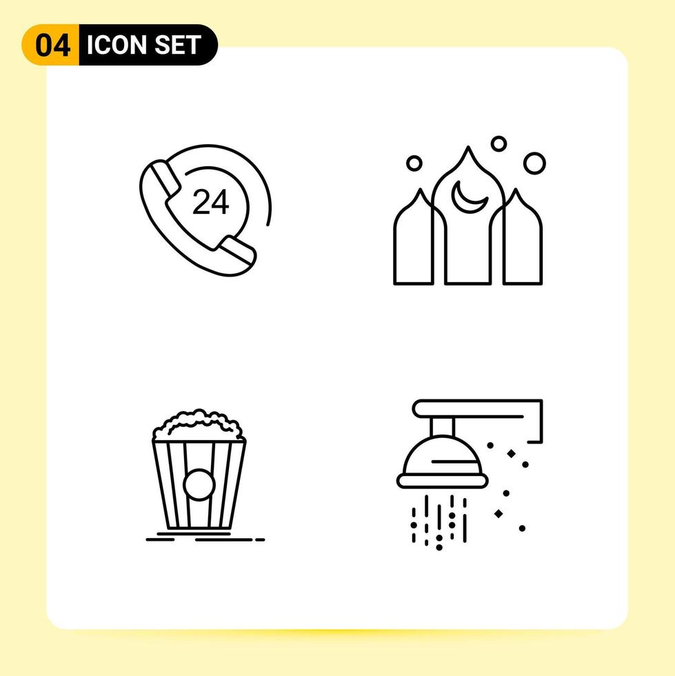 4 Creative Icons for Modern website design and responsive mobile apps 4 Outline Symbols Signs on White Background 4 Icon Pack vector
