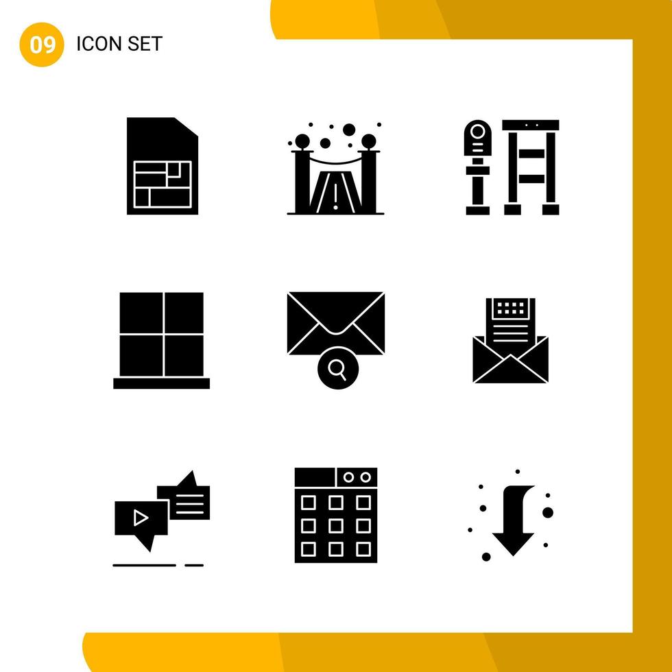 9 Icon Set Solid Style Icon Pack Glyph Symbols isolated on White Backgound for Responsive Website Designing vector