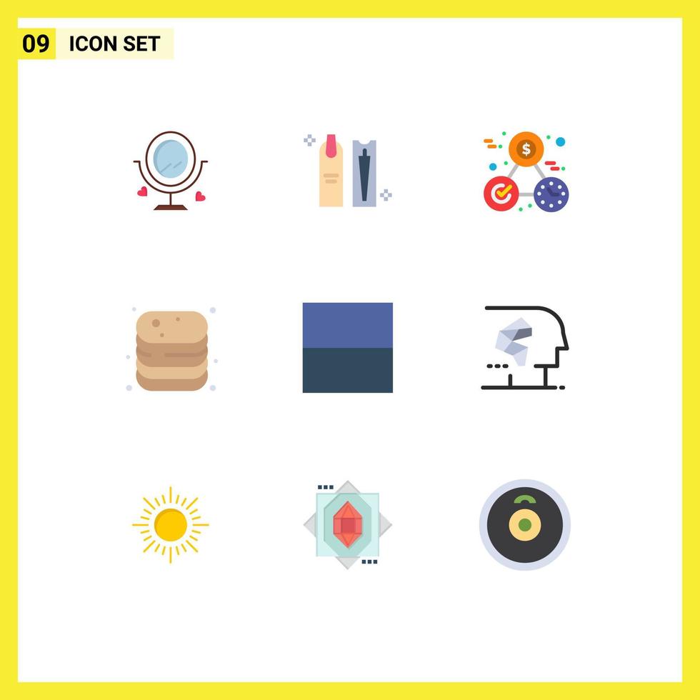 Mobile Interface Flat Color Set of 9 Pictograms of shop cooking makeup canned perfection Editable Vector Design Elements