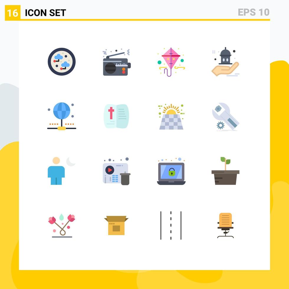 Set of 16 Modern UI Icons Symbols Signs for connection help connection charity spring Editable Pack of Creative Vector Design Elements