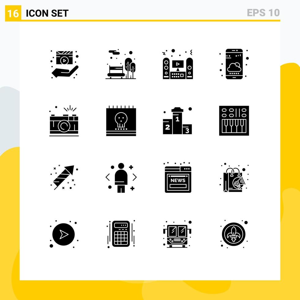 paquete de iconos vectoriales de stock de 16 signos y símbolos de línea para la aplicación meteorológica smartphone teléfono público sonido elementos de diseño vectorial editables vector