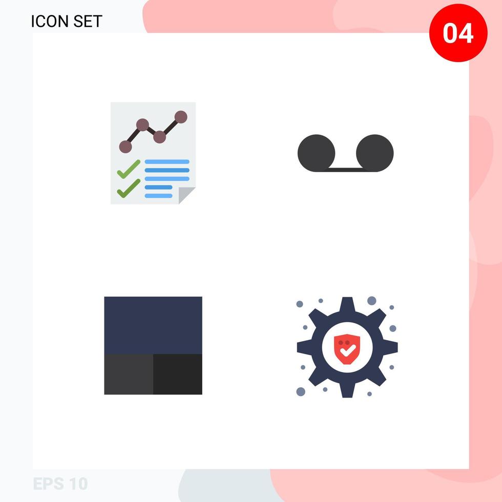 Set of 4 Modern UI Icons Symbols Signs for analytics layout page message security Editable Vector Design Elements