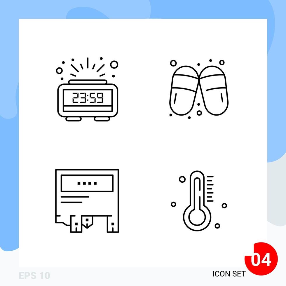 Modern Pack of 4 Icons Line Outline Symbols isolated on White Backgound for Website designing vector