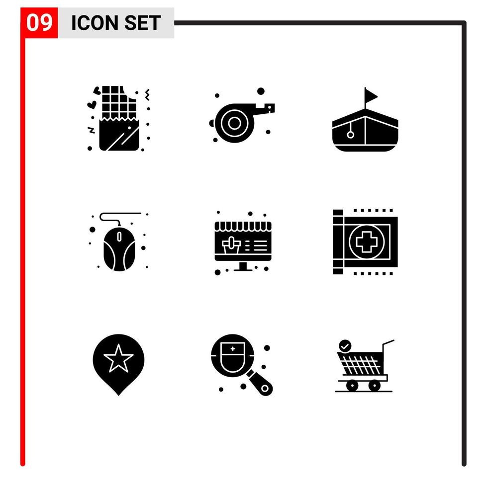 9 iconos creativos signos y símbolos modernos de clínica compras transporte venta ratón elementos de diseño vectorial editables vector