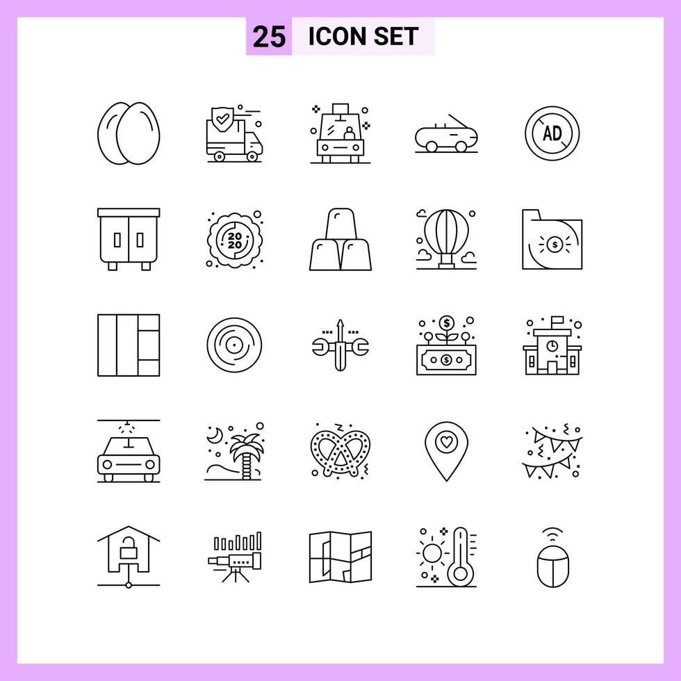 25 Icons in Line Style Outline Symbols on White Background Creative Vector Signs for Web mobile and Print