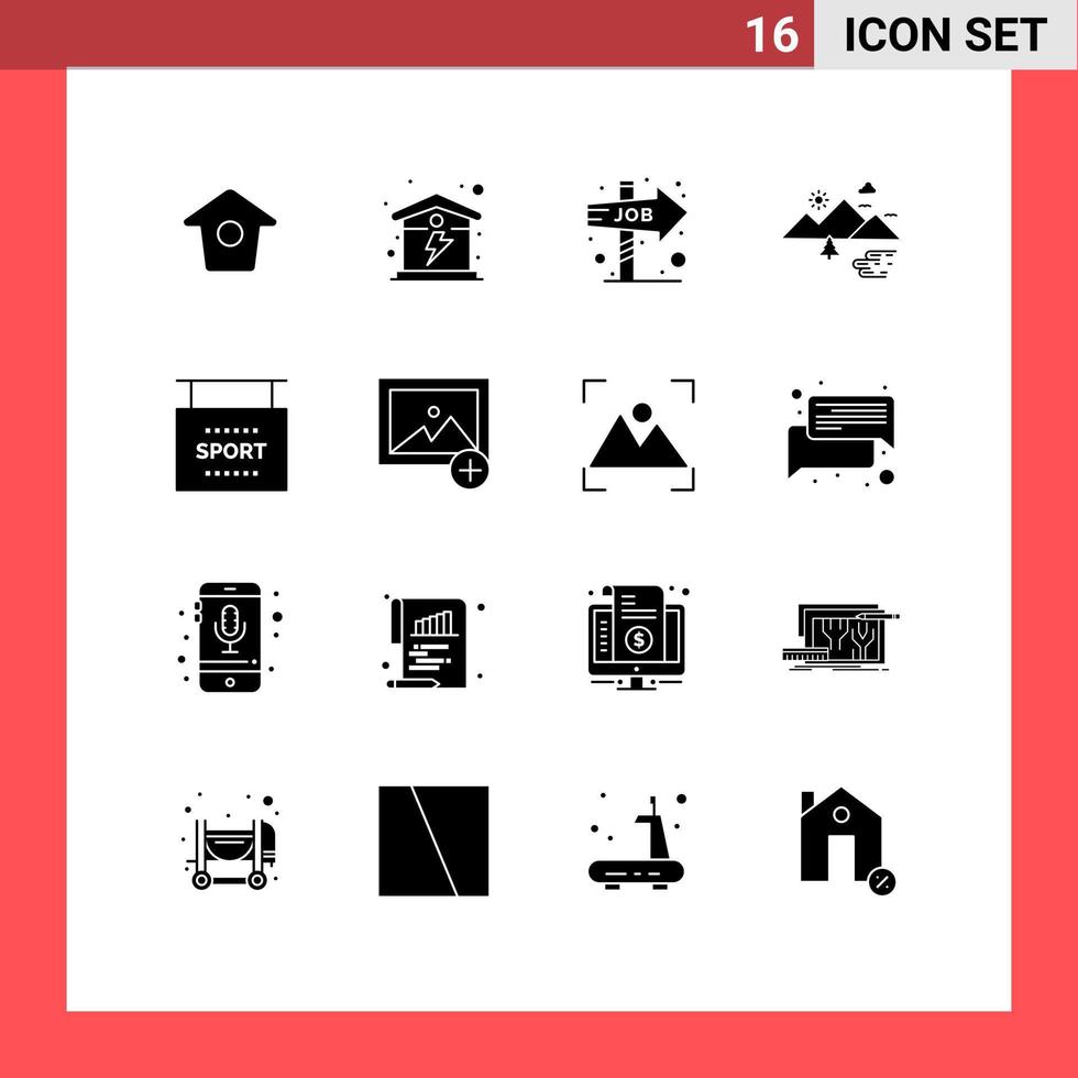 Solid Glyph Pack of 16 Universal Symbols of information sun choice clouds nature Editable Vector Design Elements