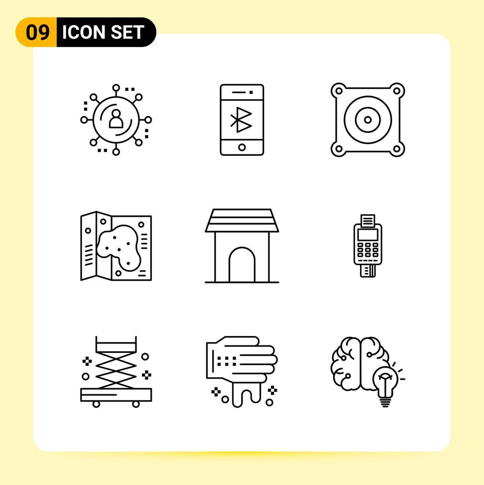 9 Creative Icons for Modern website design and responsive mobile apps 9 Outline Symbols Signs on White Background 9 Icon Pack vector
