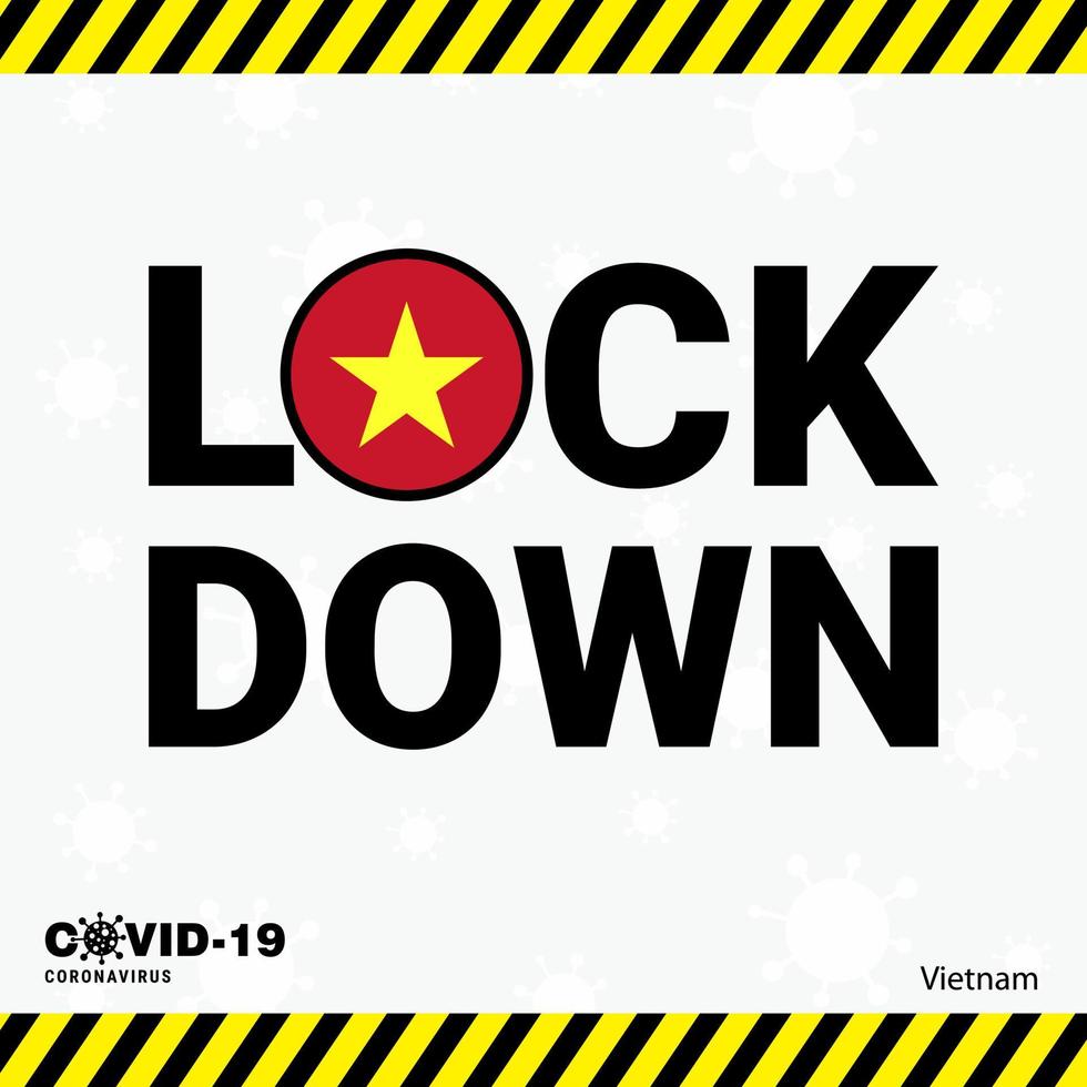 Coronavirus Vietnam Lock DOwn Typography with country flag Coronavirus pandemic Lock Down Design vector