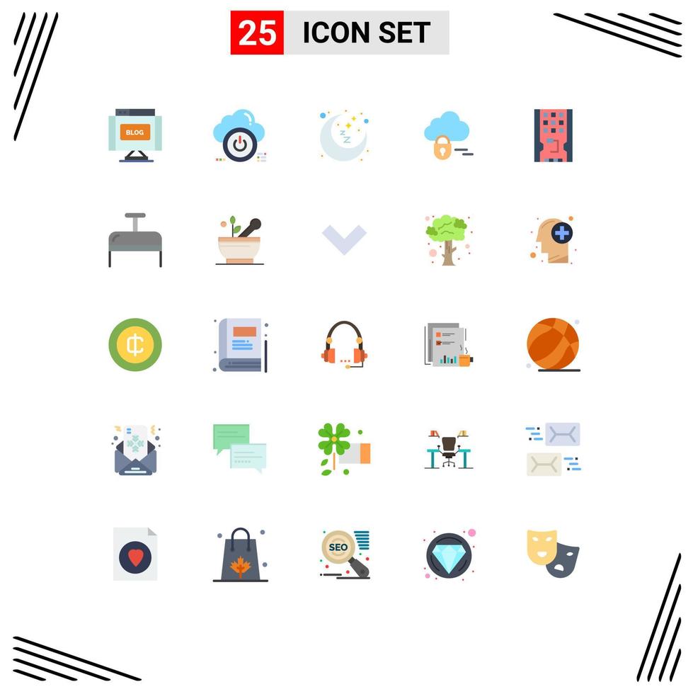25 Flat Color concept for Websites Mobile and Apps drive server off lock rest time Editable Vector Design Elements