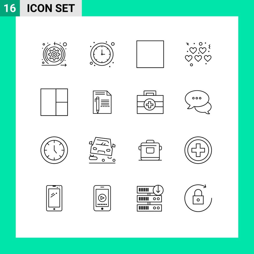 Set of 16 Modern UI Icons Symbols Signs for paper edit stop document grid Editable Vector Design Elements