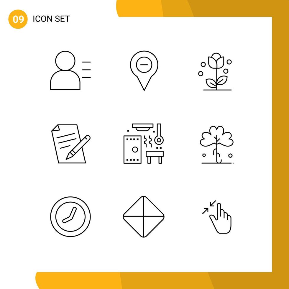 Universal Icon Symbols Group of 9 Modern Outlines of hot pen flora education spring Editable Vector Design Elements
