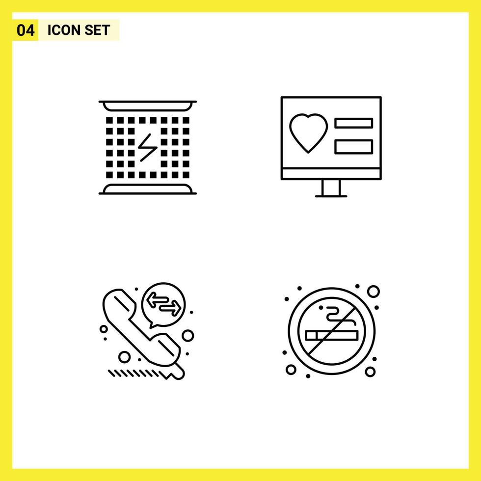 4 Universal Filledline Flat Colors Set for Web and Mobile Applications charge wedding electromagnetic heart call diversion Editable Vector Design Elements