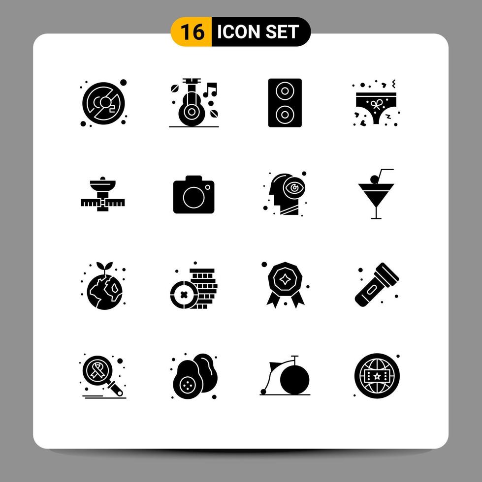 16 Solid Glyph concept for Websites Mobile and Apps satellite space nature gps underpants Editable Vector Design Elements