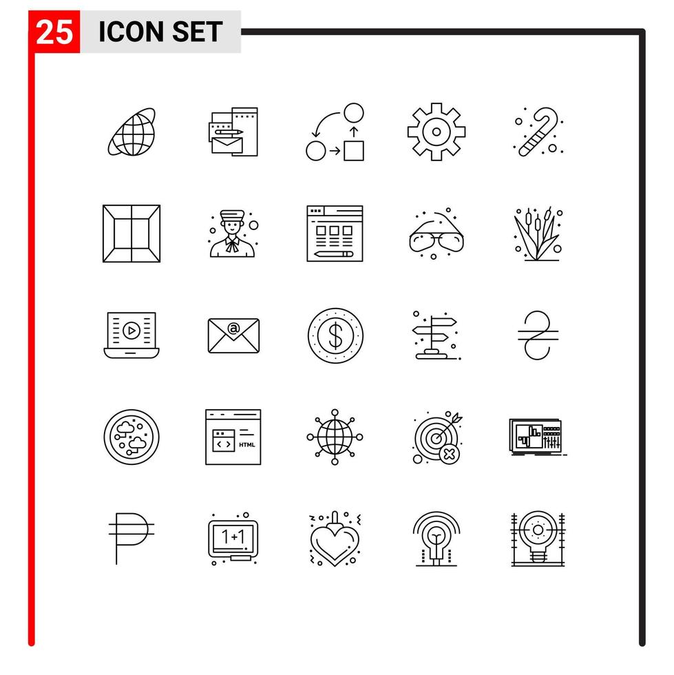 conjunto de líneas de interfaz móvil de 25 pictogramas del diagrama de configuración de vehículos de juguete elementos de diseño de vectores editables tácticos
