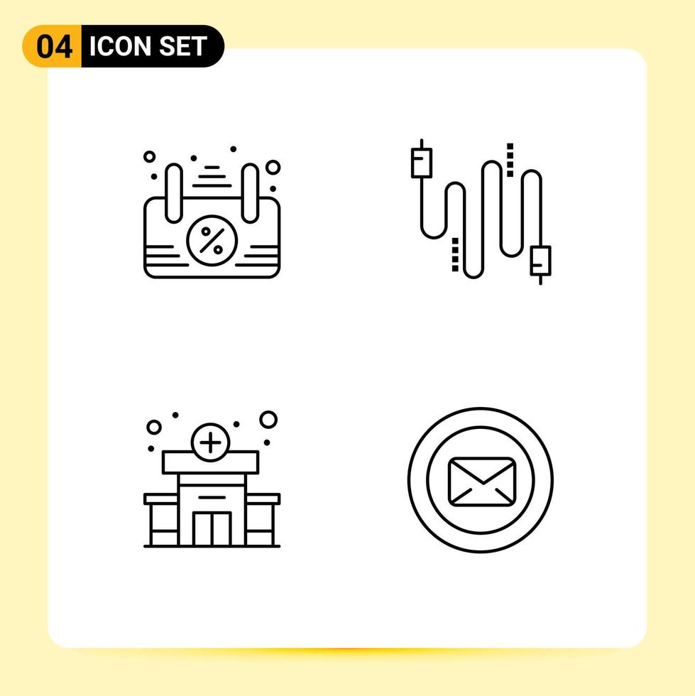 Set of 4 Commercial Filledline Flat Colors pack for board medical audio communication message Editable Vector Design Elements