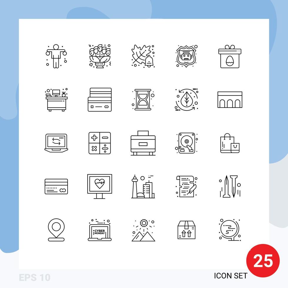 25 Line concept for Websites Mobile and Apps egg gift date web internet bot Editable Vector Design Elements
