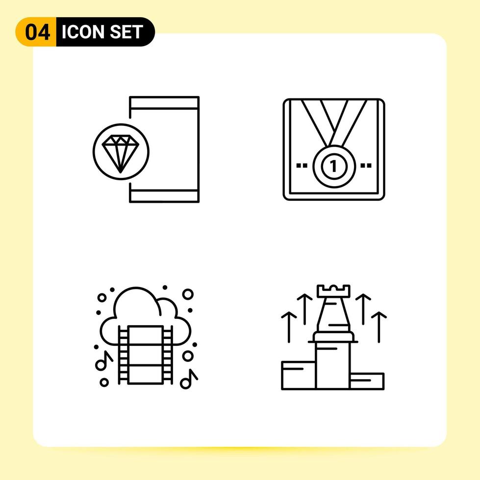 4 Creative Icons for Modern website design and responsive mobile apps 4 Outline Symbols Signs on White Background 4 Icon Pack vector