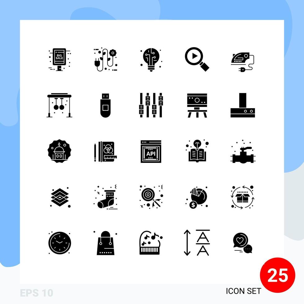 conjunto de 25 iconos modernos de la interfaz de usuario signos de símbolos para elementos de diseño de vectores editables de búsqueda eléctrica digital en el hogar de la máquina