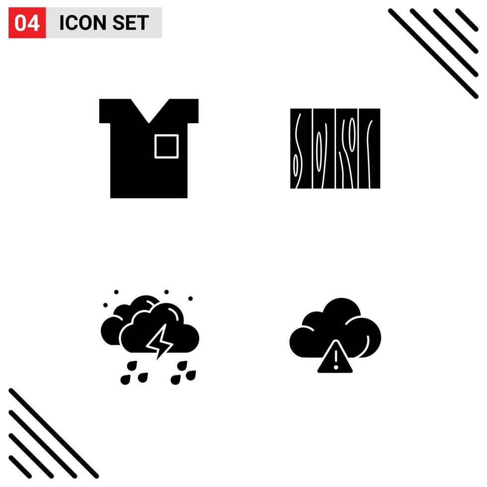 4 Creative Icons Modern Signs and Symbols of clothes wood shirt furniture cloud Editable Vector Design Elements