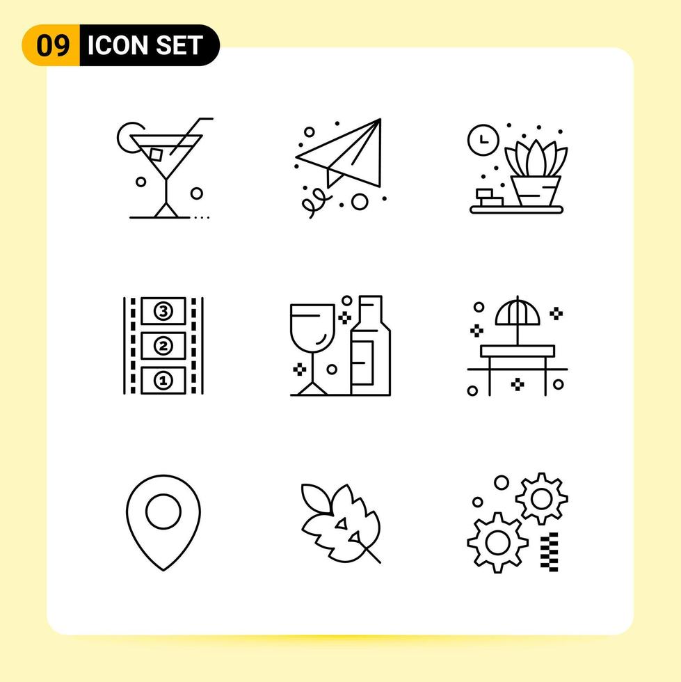 9 Creative Icons for Modern website design and responsive mobile apps 9 Outline Symbols Signs on White Background 9 Icon Pack vector