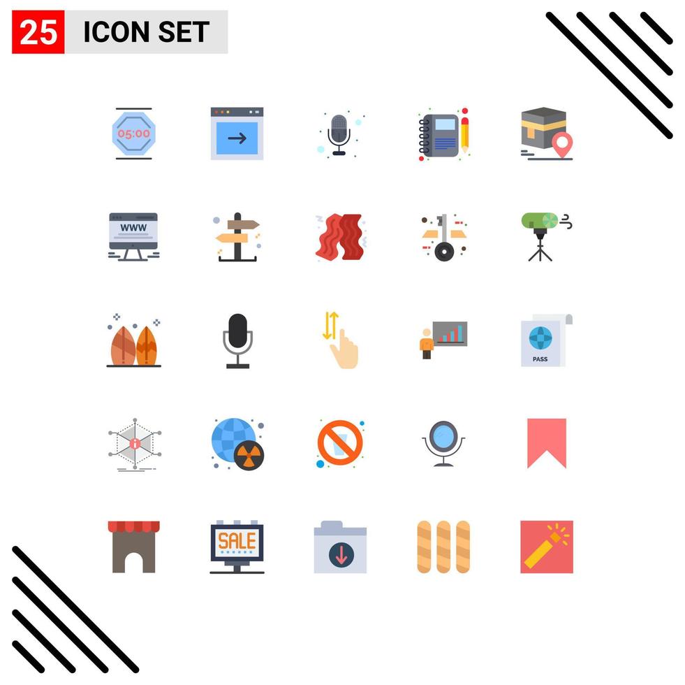 Group of 25 Modern Flat Colors Set for khana notebook website note diary Editable Vector Design Elements