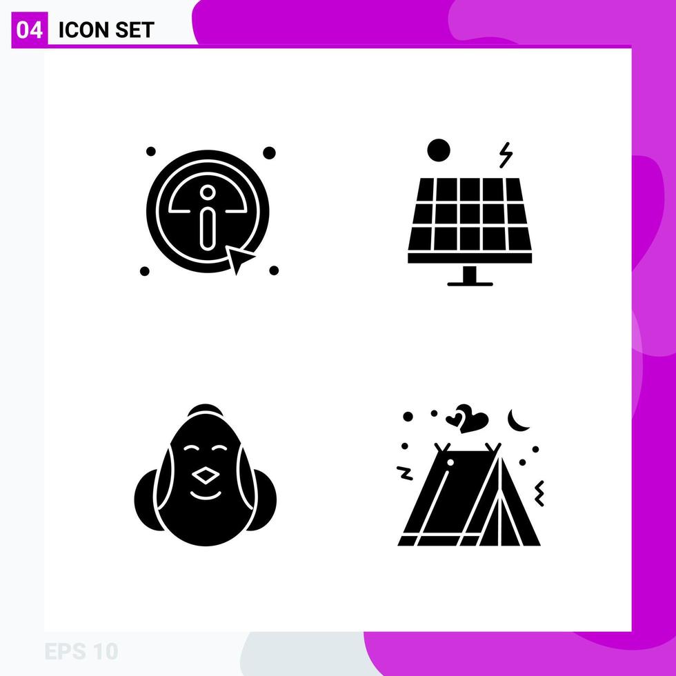 Solid Icon set Pack of 4 Glyph Icons isolated on White Background for Web Print and Mobile vector