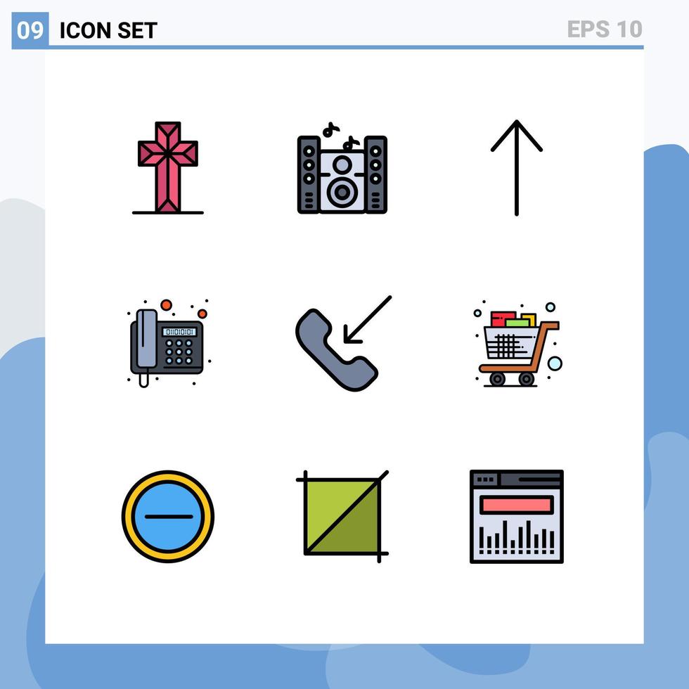 Pictogram Set of 9 Simple Filledline Flat Colors of cart outgoing up mobile telegram Editable Vector Design Elements