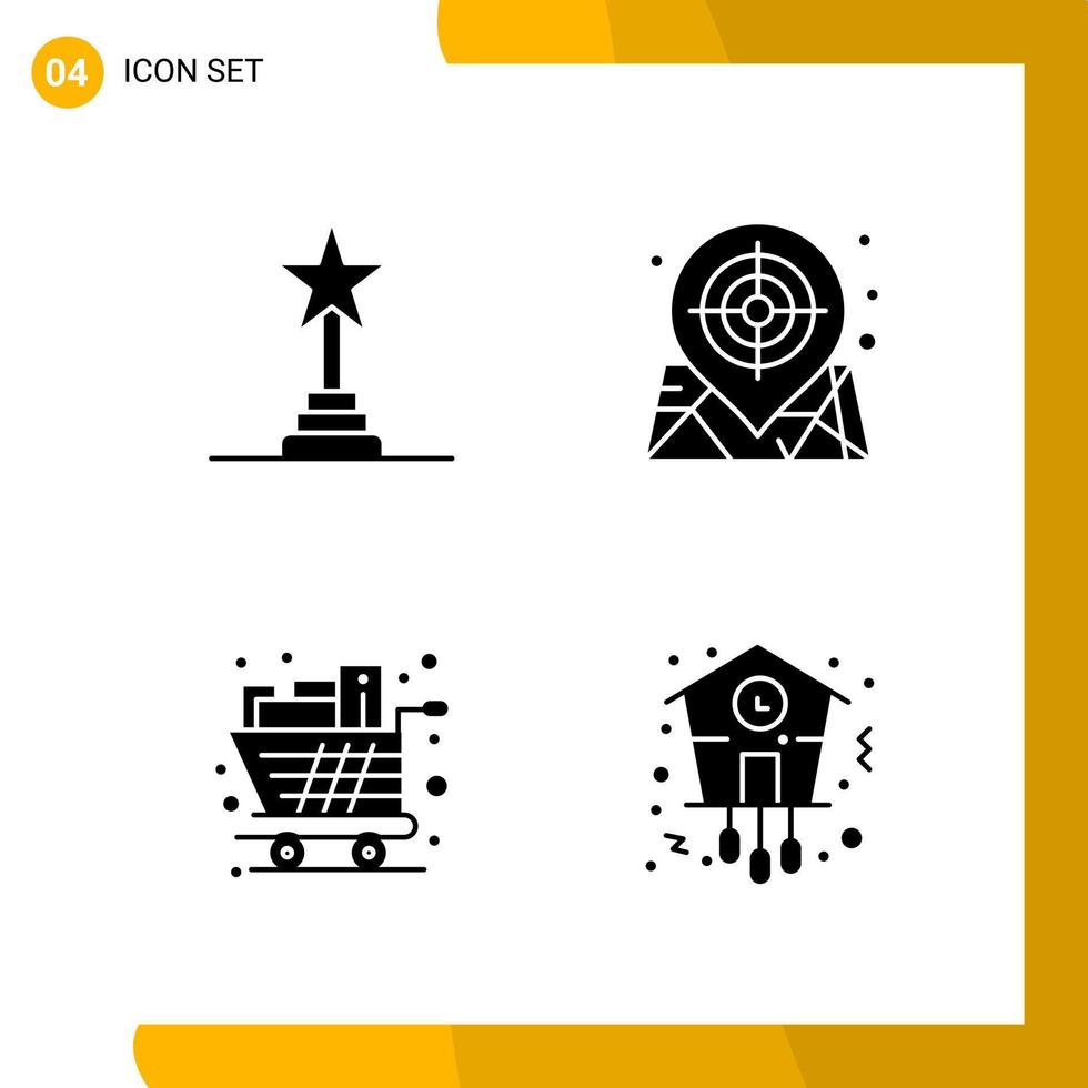 4 Icon Set Solid Style Icon Pack Glyph Symbols isolated on White Backgound for Responsive Website Designing vector