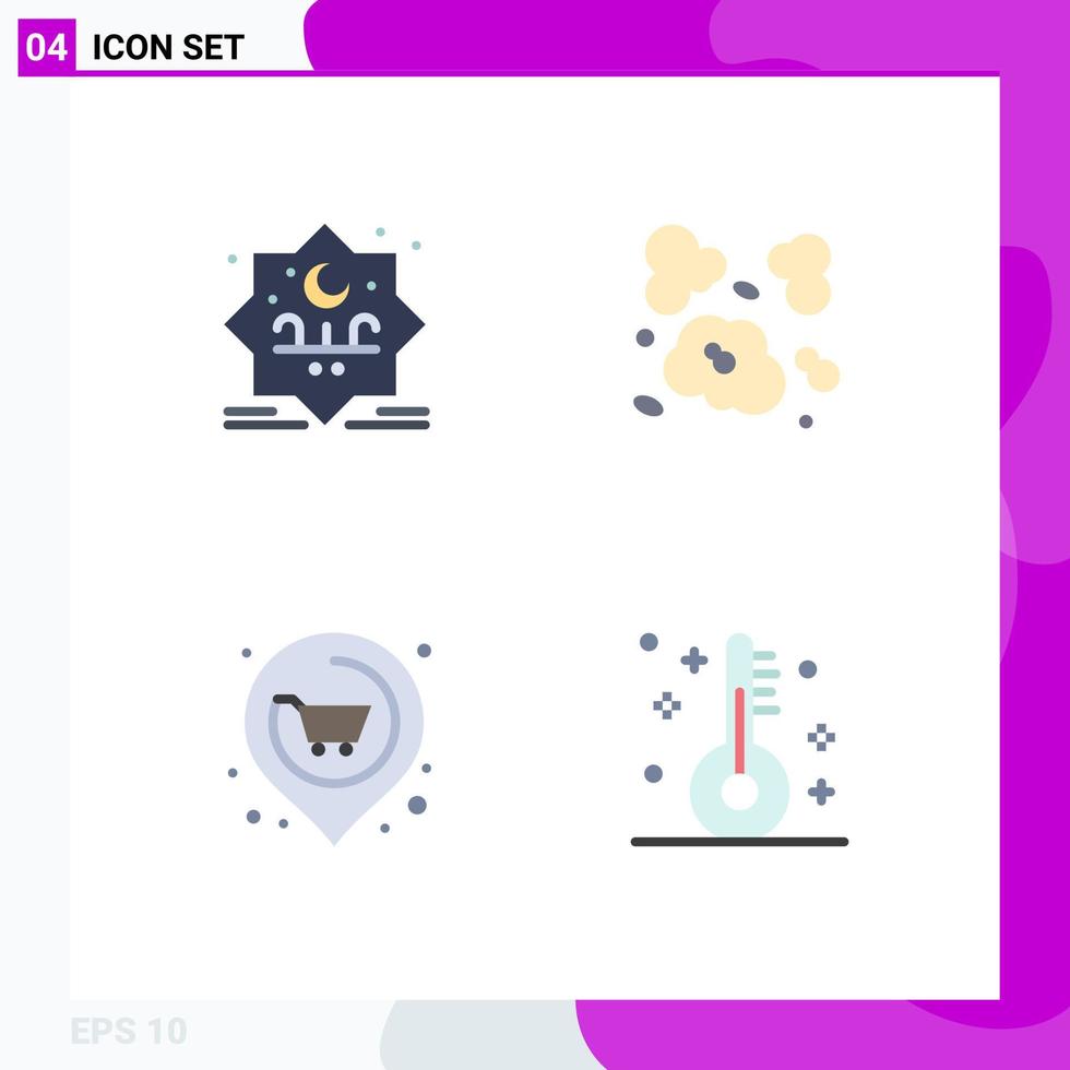 Pictogram Set of 4 Simple Flat Icons of star next stamp environment supermarket Editable Vector Design Elements