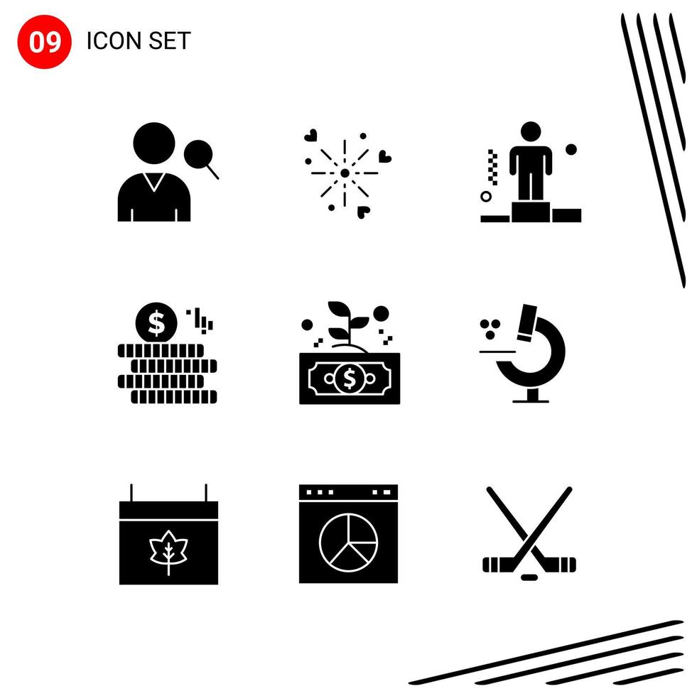 Collection of 9 Vector Icons in solid style Pixle Perfect Glyph Symbols for Web and Mobile Solid Icon Signs on White Background 9 Icons