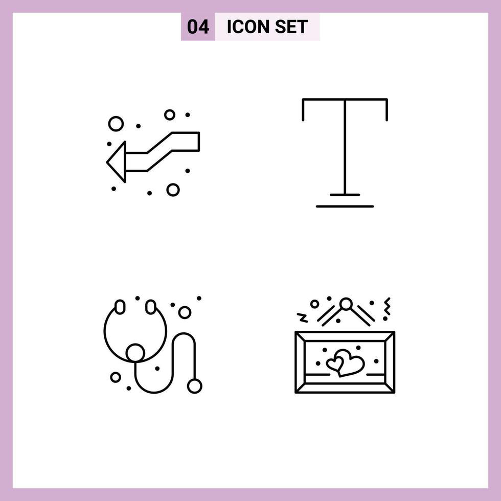 Pack of 4 Modern Filledline Flat Colors Signs and Symbols for Web Print Media such as arrows stethoscope left underline hanging Editable Vector Design Elements