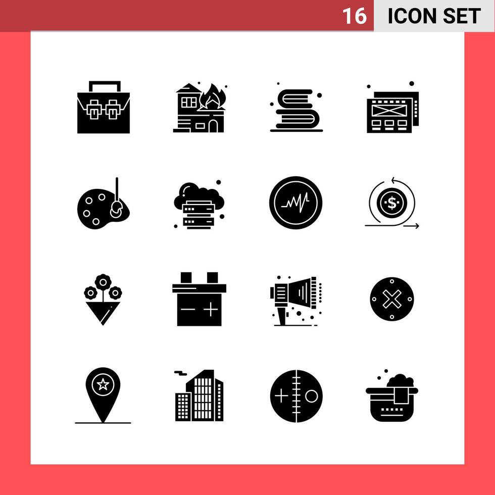 16 Icon Pack Solid Style Glyph Symbols on White Background Simple Signs for general designing vector