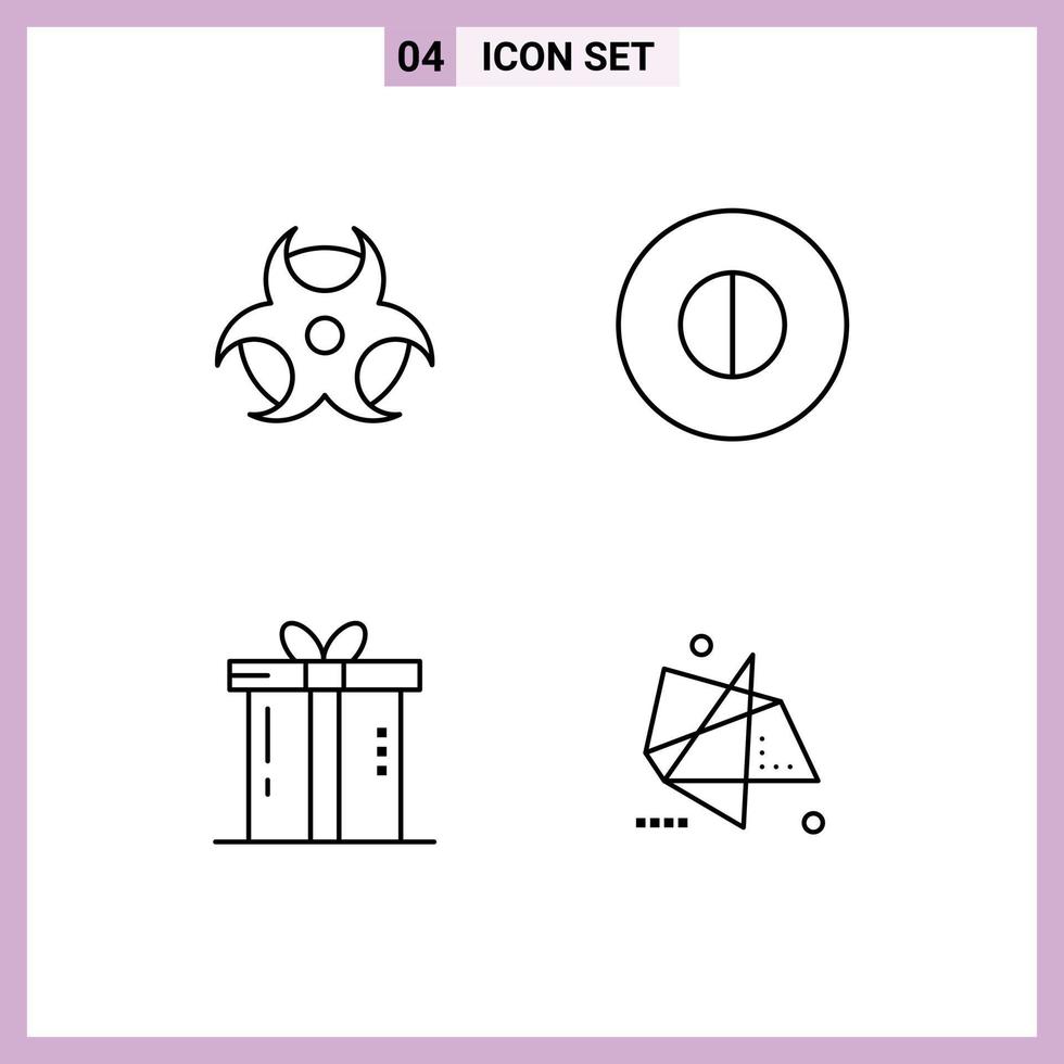 Group of 4 Modern Filledline Flat Colors Set for education present ancient dinner abstract Editable Vector Design Elements
