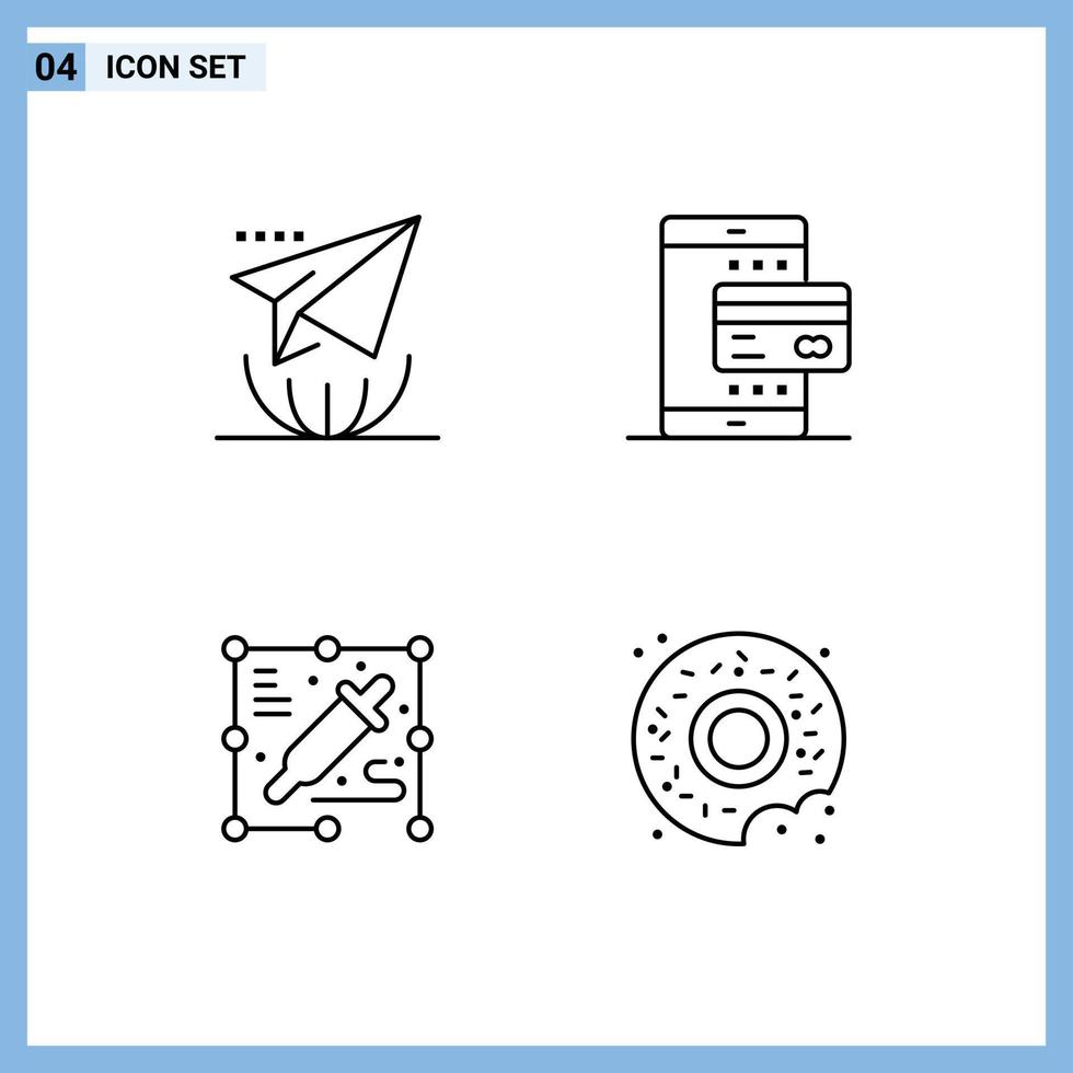 Group of 4 Filledline Flat Colors Signs and Symbols for email pick color send online process Editable Vector Design Elements