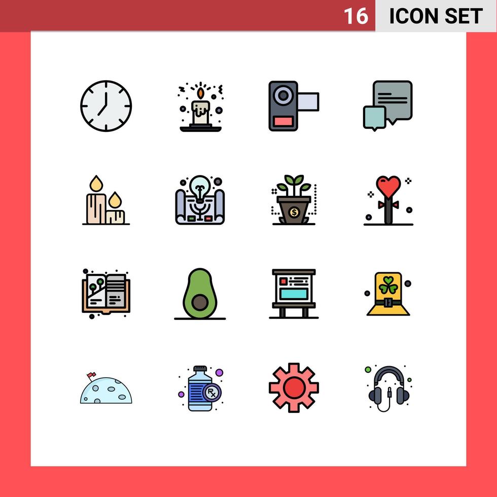 Stock Vector Icon Pack of 16 Line Signs and Symbols for easter candle film messages chat Editable Creative Vector Design Elements