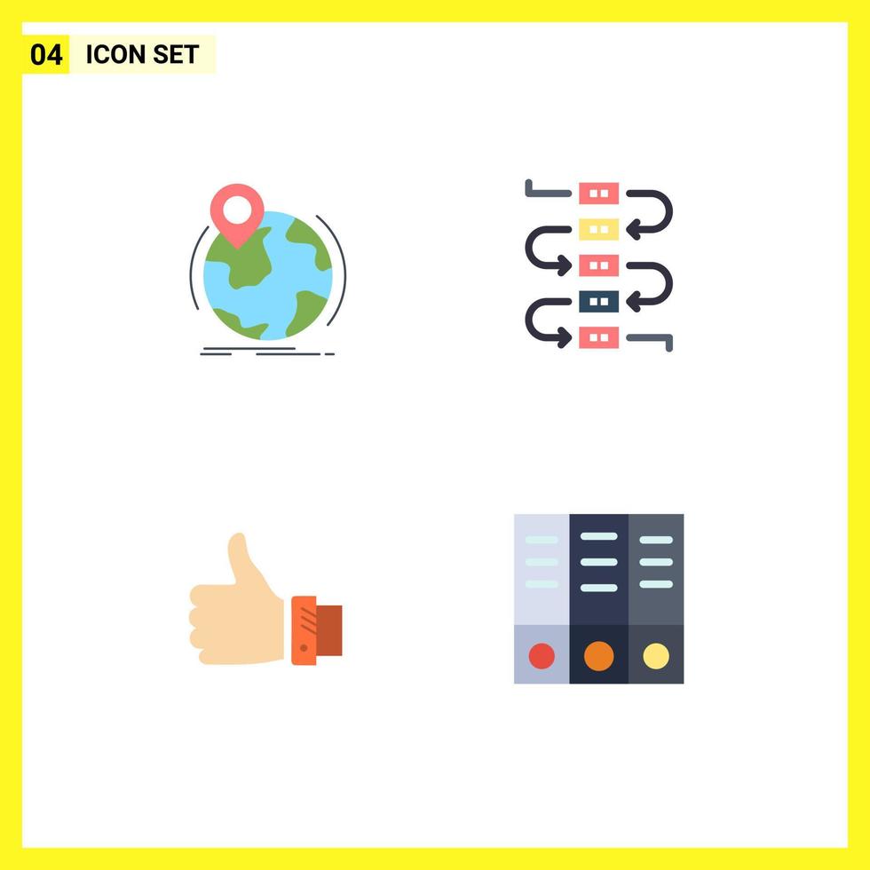 Set of 4 Modern UI Icons Symbols Signs for location business pin note hand Editable Vector Design Elements