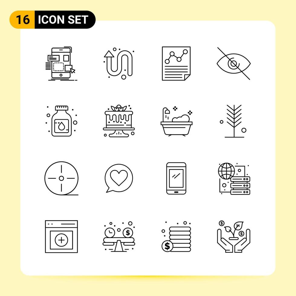 16 Creative Icons for Modern website design and responsive mobile apps 16 Outline Symbols Signs on White Background 16 Icon Pack vector