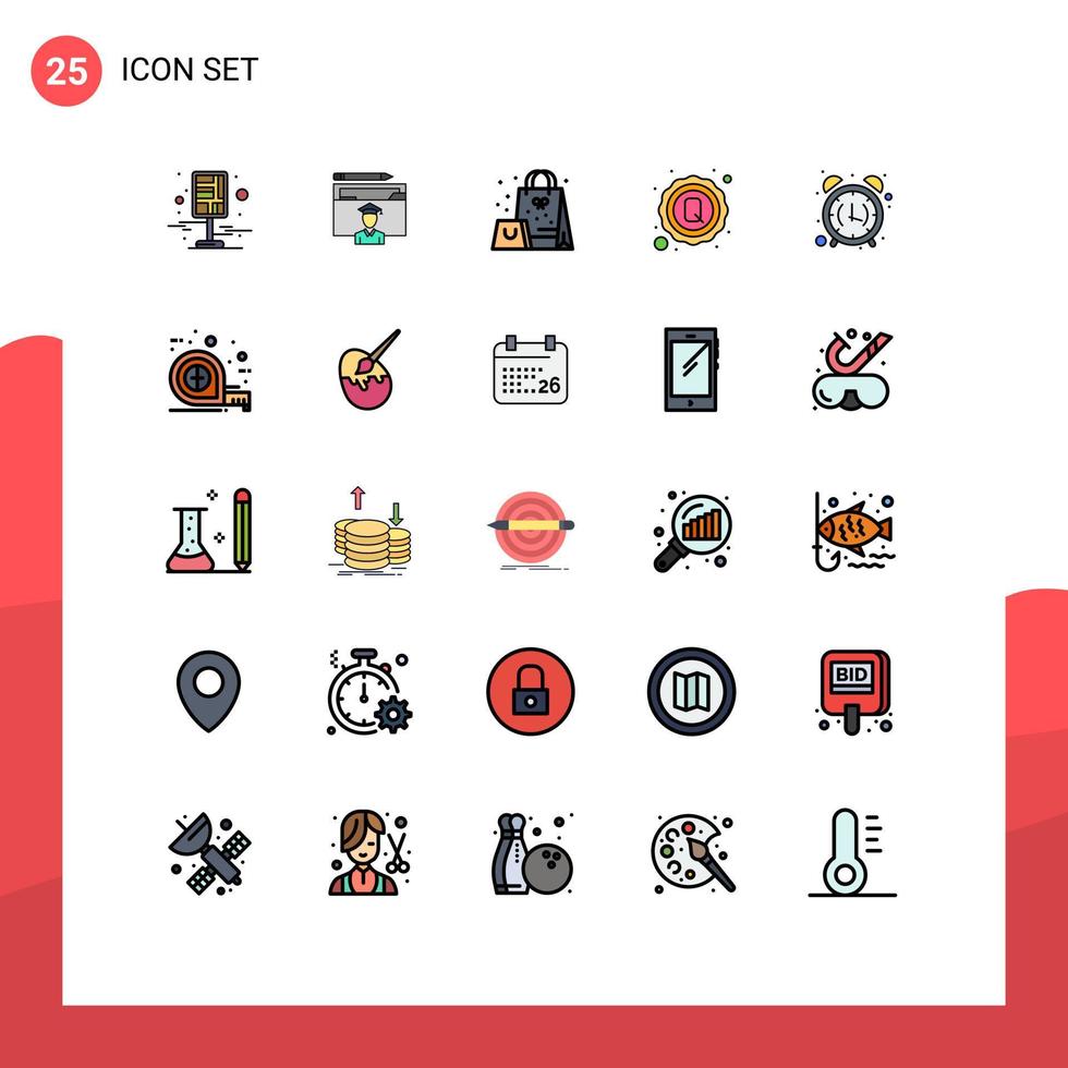 Set of 25 Modern UI Icons Symbols Signs for tag quality graduation price tag present Editable Vector Design Elements