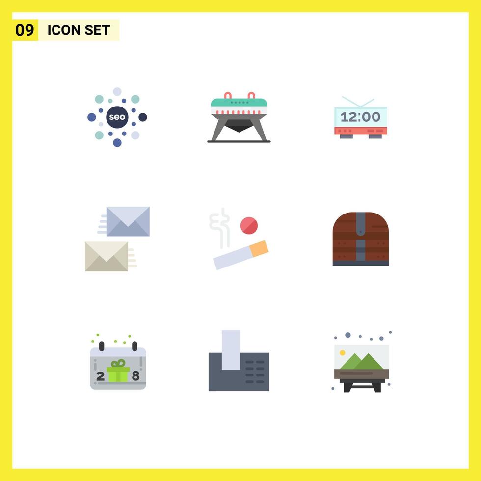 9 Universal Flat Colors Set for Web and Mobile Applications smoke envelope electric email contact Editable Vector Design Elements