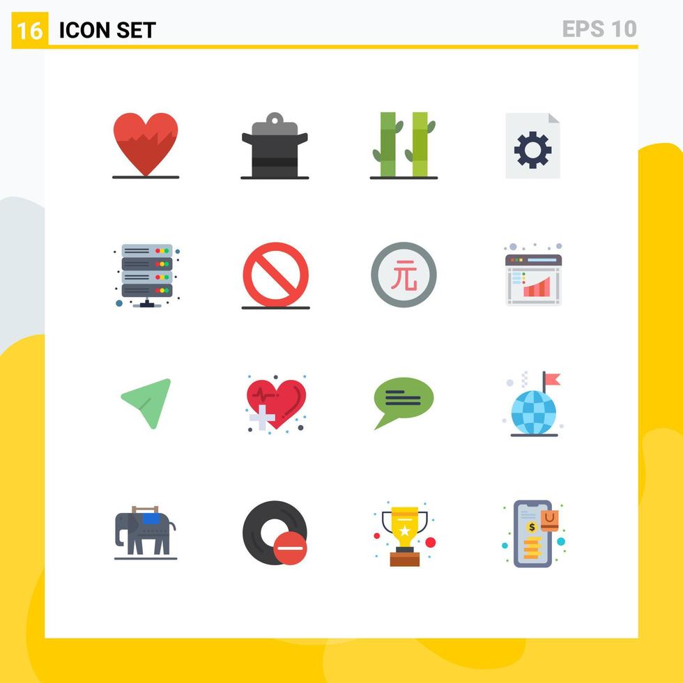 Set of 16 Modern UI Icons Symbols Signs for server data bamboo file control Editable Pack of Creative Vector Design Elements