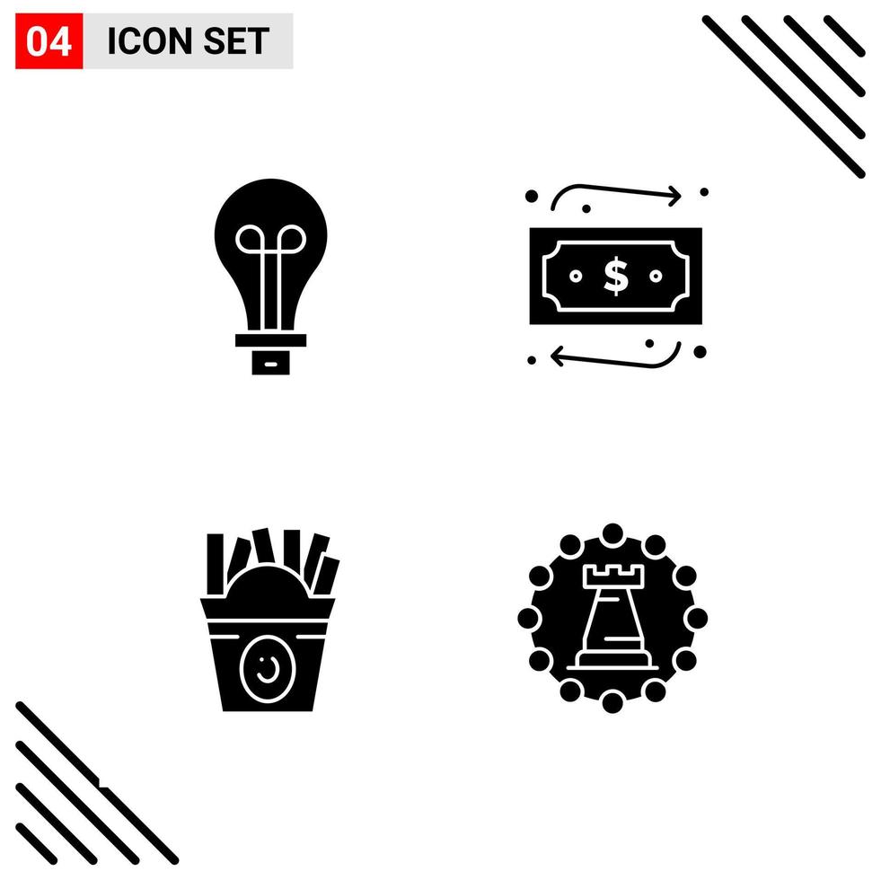 Pixle Perfect Set of 4 Solid Icons Glyph Icon Set for Webite Designing and Mobile Applications Interface vector