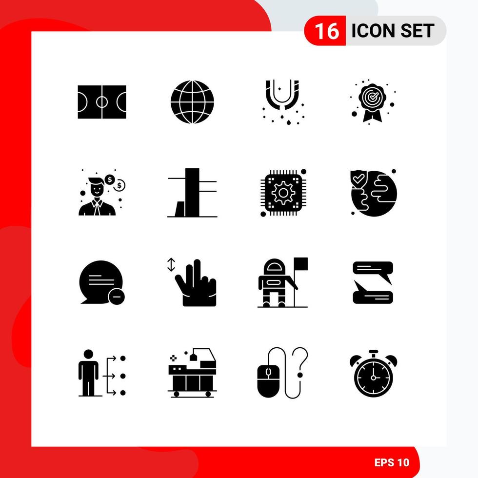 Set of 16 Modern UI Icons Symbols Signs for tools and utensils office plumber man quality Editable Vector Design Elements