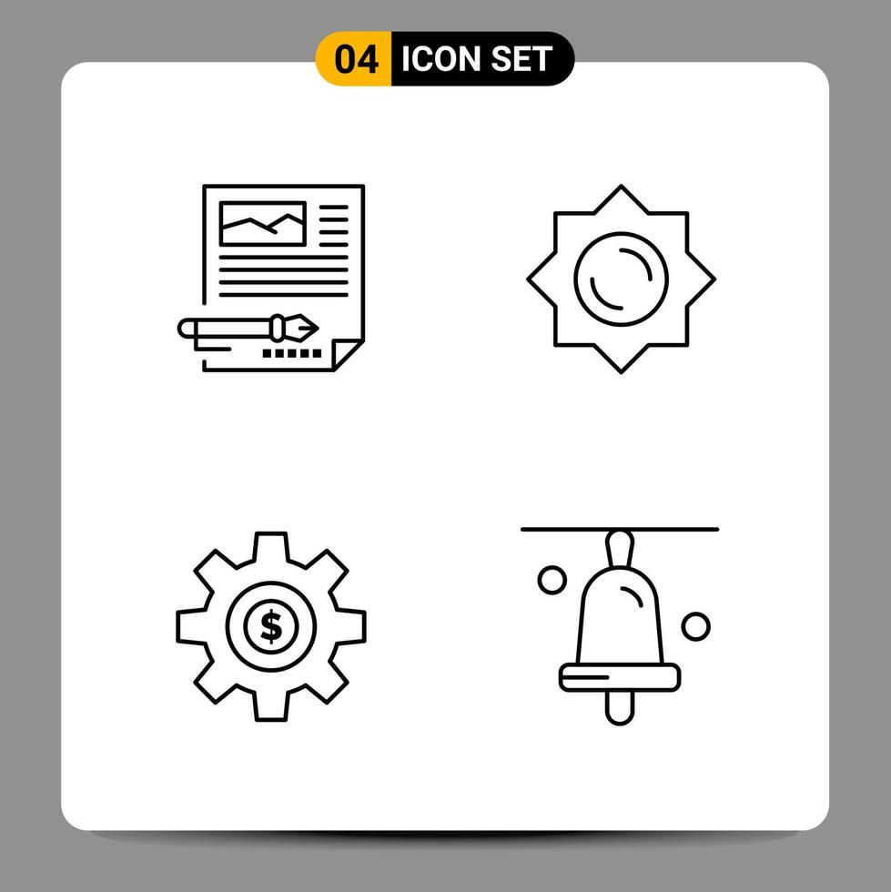 4 Black Icon Pack Outline Symbols Signs for Responsive designs on white background 4 Icons Set vector